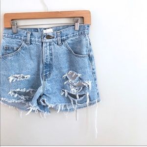 Custom made distressed high waist jean shorts